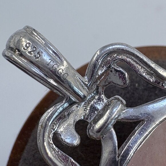 VTG Sterling Silver 925 Rose Quartz Prong Set Pendant Size 1.5" Length - Picture 6 of 10